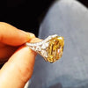 Jolics Handmade Radiant Cut Yellow 925 Sterling Silver Classic Engagement Ring - jolics