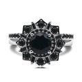 Jolics Handmade Round Cut Black Gold Sterling Silver Ring - jolics