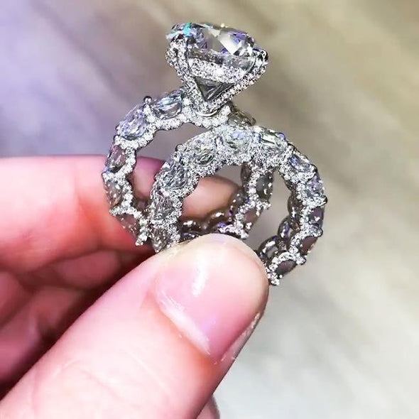 Jolics Handmade Round Cut Diamond 925 Sterling Silver Party & Engagement Ring - jolics