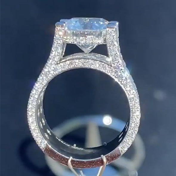 Jolics Handmade Round Cut Sterling Silver Engagement Ring - jolics