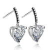 Jolics Handmade Sparkle Heart Cut 925 Sterling Silver Anniversary Drop Earrings - jolics