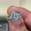 Jolics Handmade Square Cut 925 Sterling Silver Engagement Set Ring - jolics