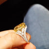 Jolics Handmade Stunning Yellow Gem Cushion Cut Sterling Silver Engagement Ring - jolics