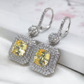 Jolics Handmade Yellow Stone 5.3CT Cushion Cut 925 Sterling Silver Earrings - jolics