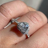 Jolics Heart Cut Halo Moissanite Sterling Silver Engagement Ring - jolics
