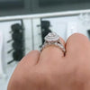 Jolics Opal Cut Halo 925 Sterling Silver Classic Engagement Set Ring - jolics
