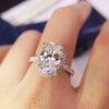 Jolics Oval Cut Halo Created White Sapphire Engagement Ring - jolics