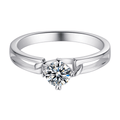 Jolics Round Cut Solitaire Moissanite Four-Prong Sterling Silver Ring - jolics