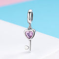 Key & Heart Set 925 Sterling Silver Dangle Charm - jolics