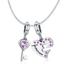 Key & Heart Set 925 Sterling Silver Dangle Charm - jolics