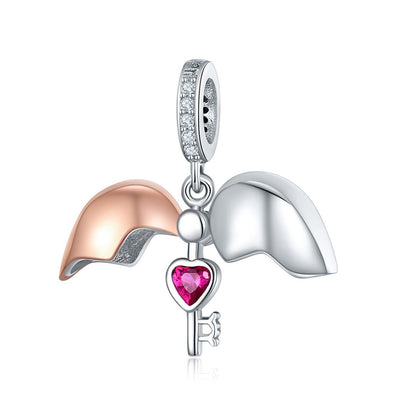 Key of Heart 925 Sterling Silver Dangle Charm - jolics