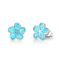 Leaf Design Blue Opal Silver Earrings - jolics