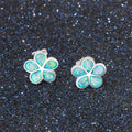 Leaf Design Blue Opal Silver Earrings - jolics