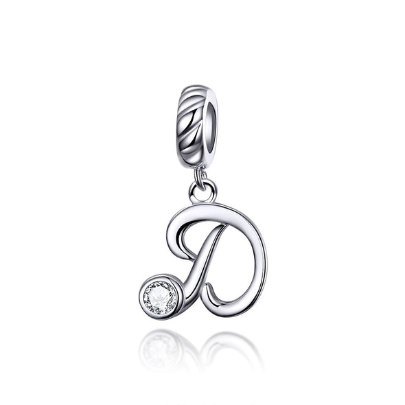 Letters Collection Initial Letter A-Z 925 Sterling Silver Charms for Bracelet - jolics