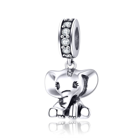 Little Elephant 925 Sterling Silver Dangle Charm - jolics