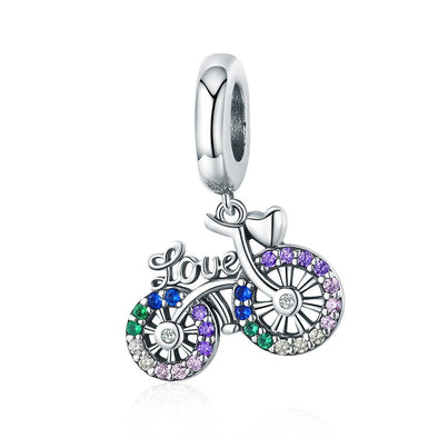 Love Bicycle 925 Sterling Silver Dangle Charm - jolics
