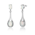 Luxury White Opal Oval Silver Earrings - jolics