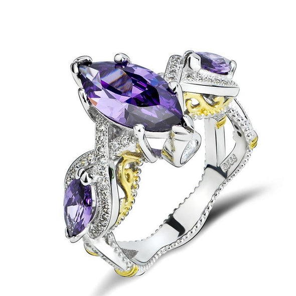 Marquise Cut Purple Twist Ring - jolics