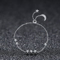 Moon And Star 925 Sterling Silver Simple Bracelet - jolics