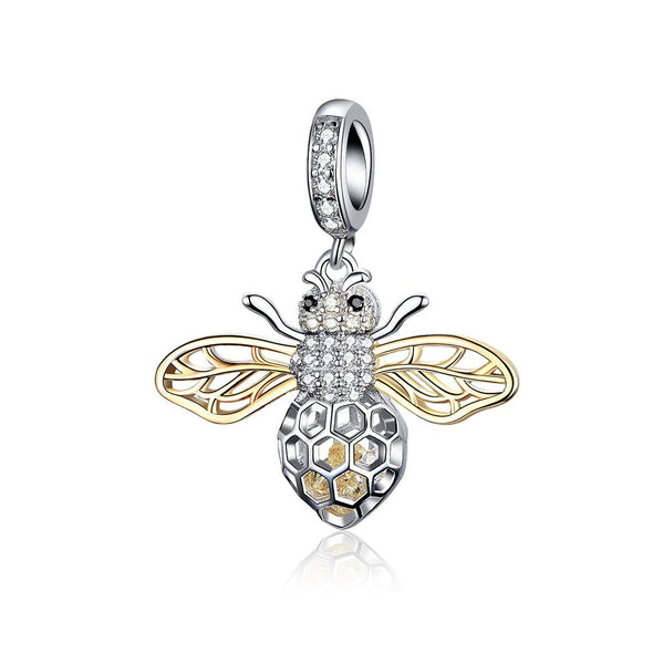 Moving Bee 925 Sterling Silver Dangle Charm - jolics