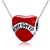 Never Give Up Red Heart 925 Sterling Silver Bead Charm - jolics