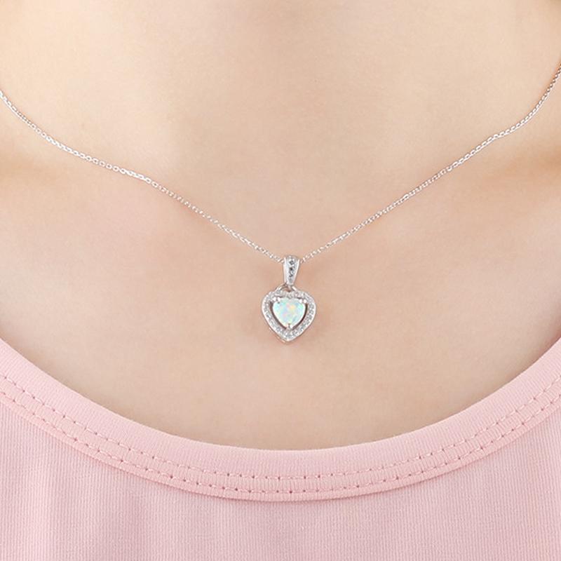 Opal Heart Pendant Necklace - jolics