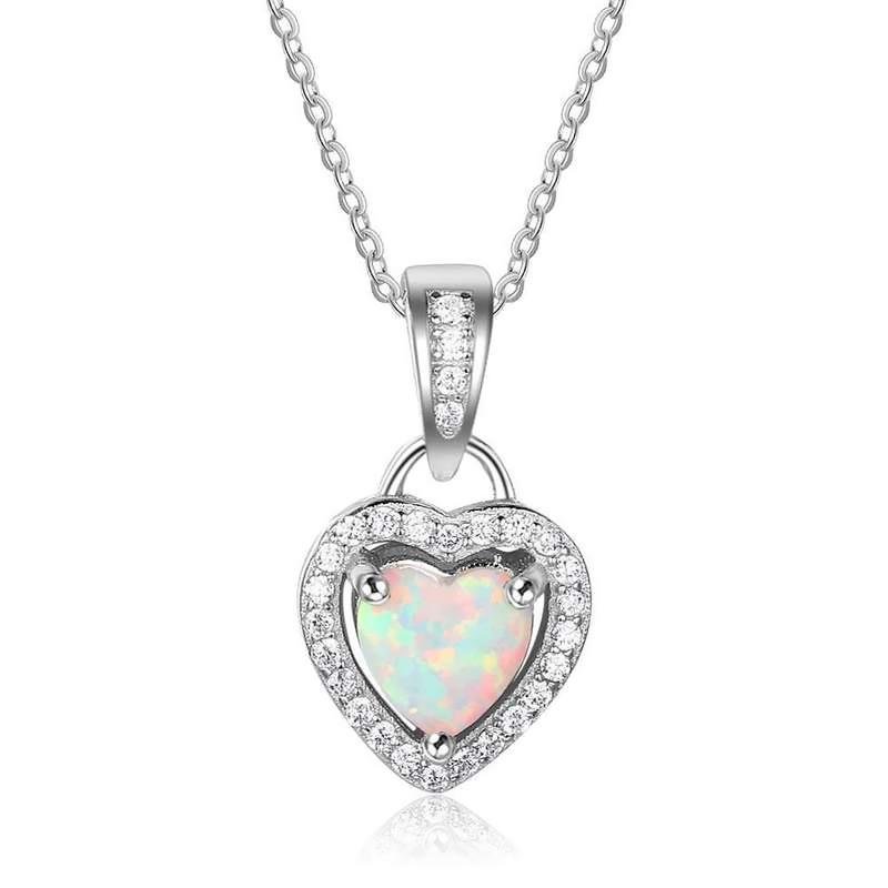 Opal Heart Pendant Necklace - jolics