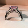 Oval Cut Pink Three Stone Sterling Silver Ring - jolics