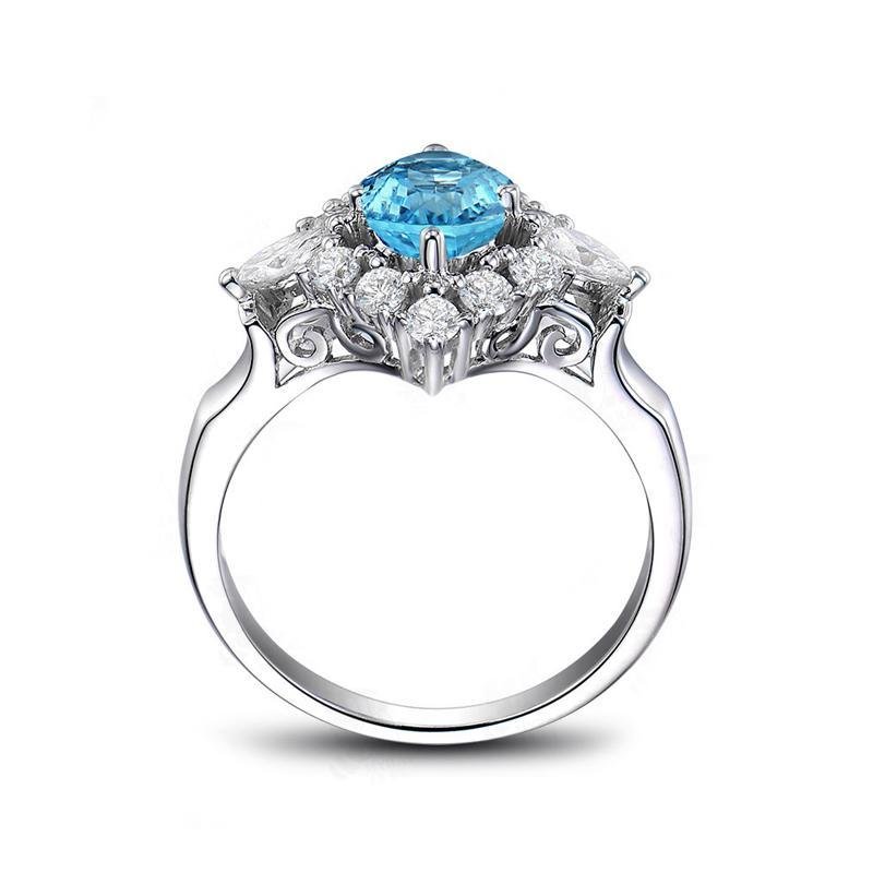 Oval Cut Topaz Stone Halo Ring - jolics