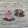 Oval Pink Flower Earrings - jolics