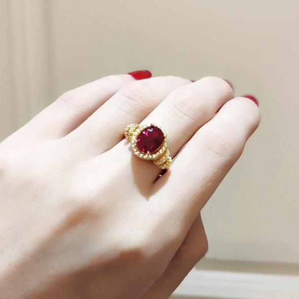 Oval Ruby Red Vintage Ring - jolics