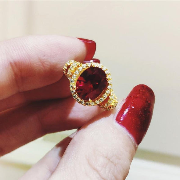 Oval Ruby Red Vintage Ring - jolics