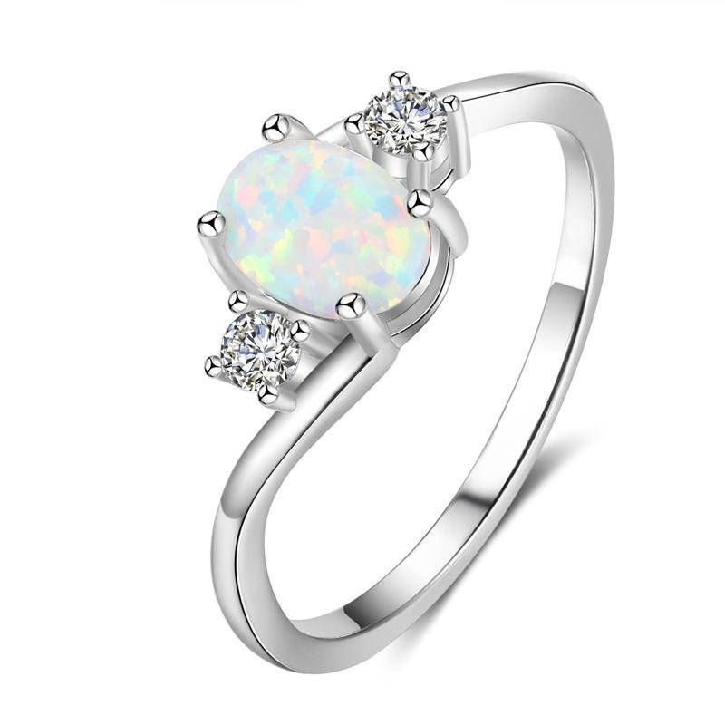 Oval Three Stone Bypass Opal Ring - jolics