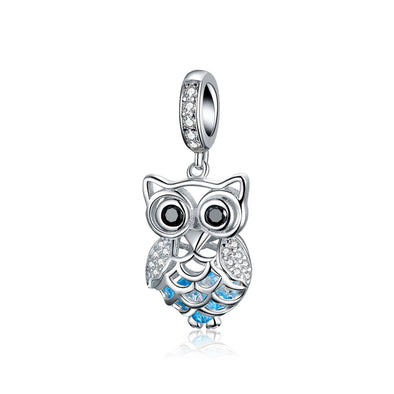 Owl 925 Sterling Silver Dangle Charm - jolics