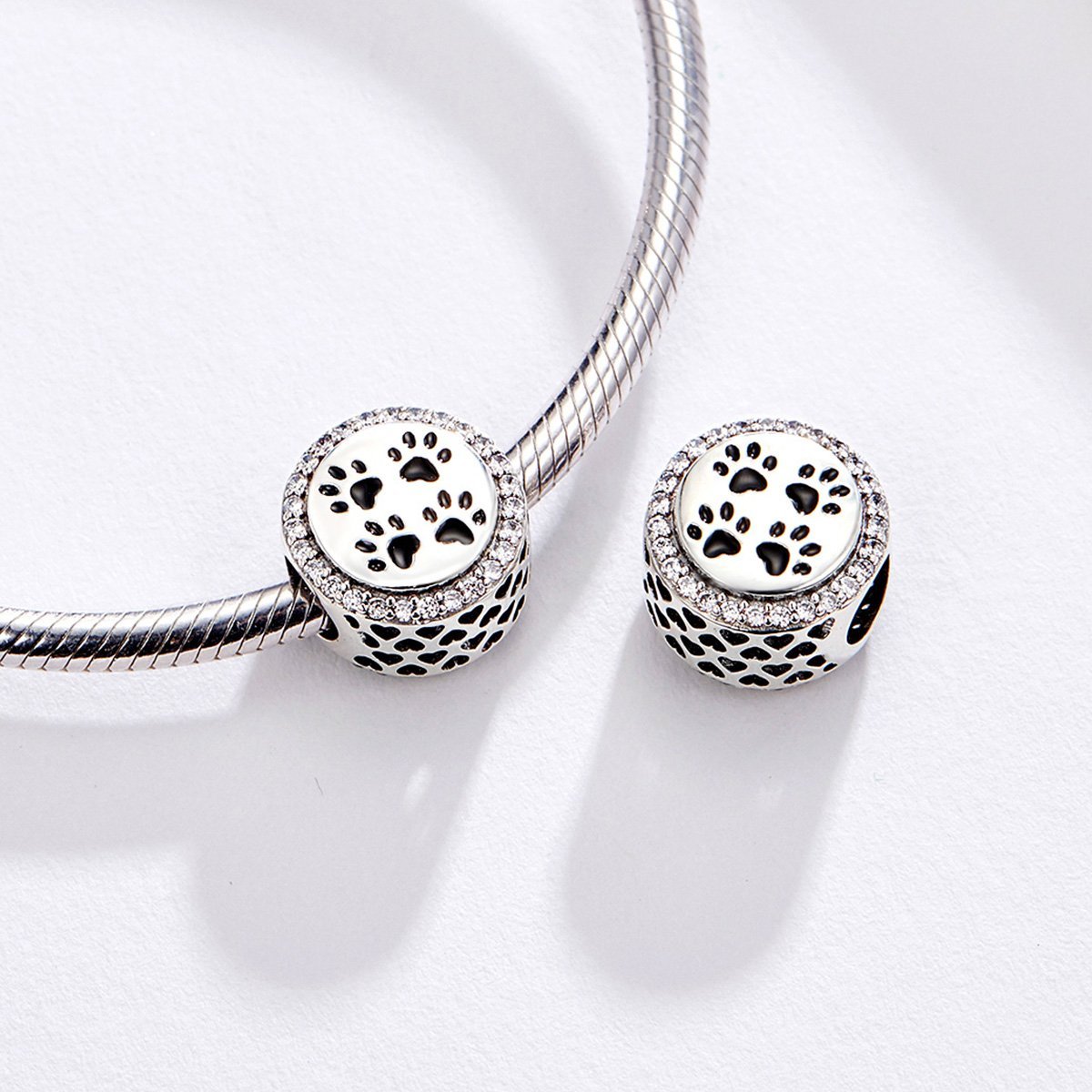 Paw Print 925 Sterling Silver Bead Charm - jolics