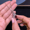 Pear Cut Halo Diamond Sterling Silver Pendant Necklace - jolics