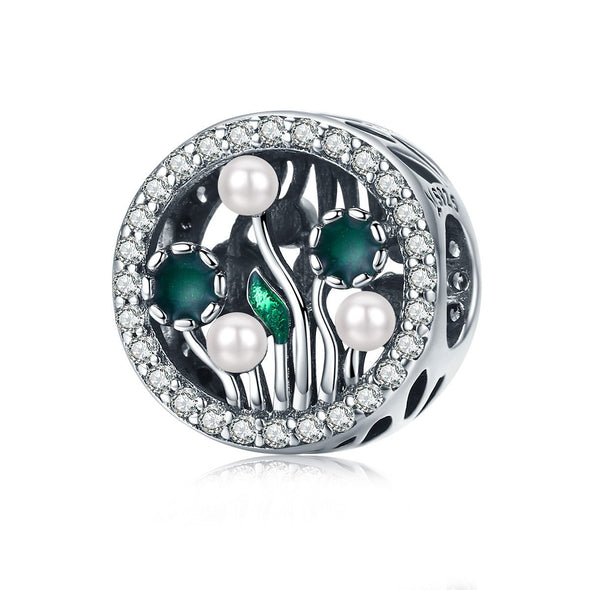 Pearl Flower 925 Sterling Silver Bead Charm - jolics