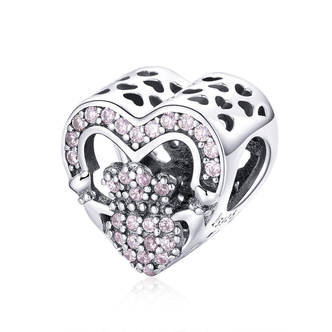 Pink Heart 925 Sterling Silver Bead Charm - jolics