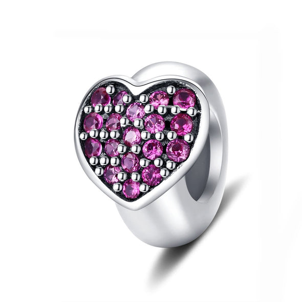 Pink Heart 925 Sterling Silver Bead Charm - jolics