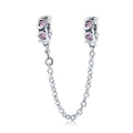 Pink Heart Link 925 Sterling Silver Bracelet Safety Chain Charm - jolics