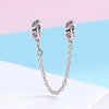 Pink Heart Link 925 Sterling Silver Bracelet Safety Chain Charm - jolics