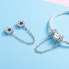Pink Heart Link 925 Sterling Silver Bracelet Safety Chain Charm - jolics