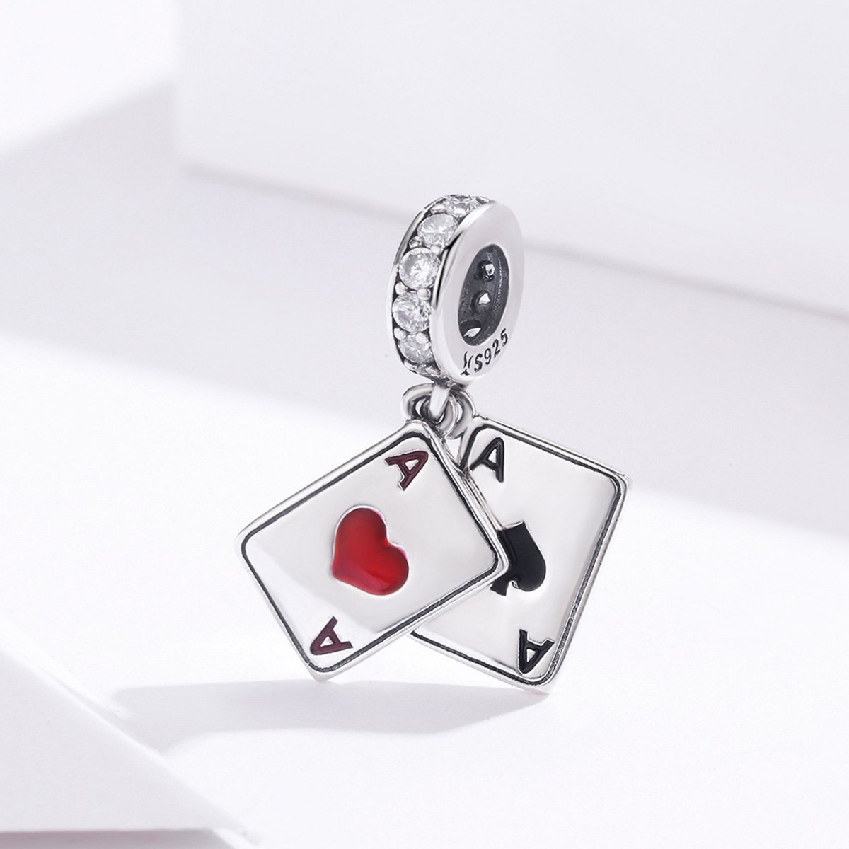 Poker Cards 925 Sterling Silver Dangle Charm - jolics