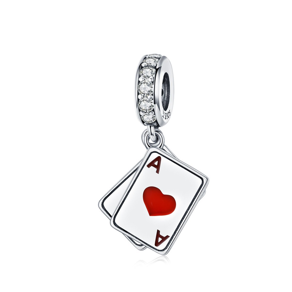 Poker Cards 925 Sterling Silver Dangle Charm - jolics