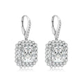 Princess Cut Double Halo Silver Earrings - jolics