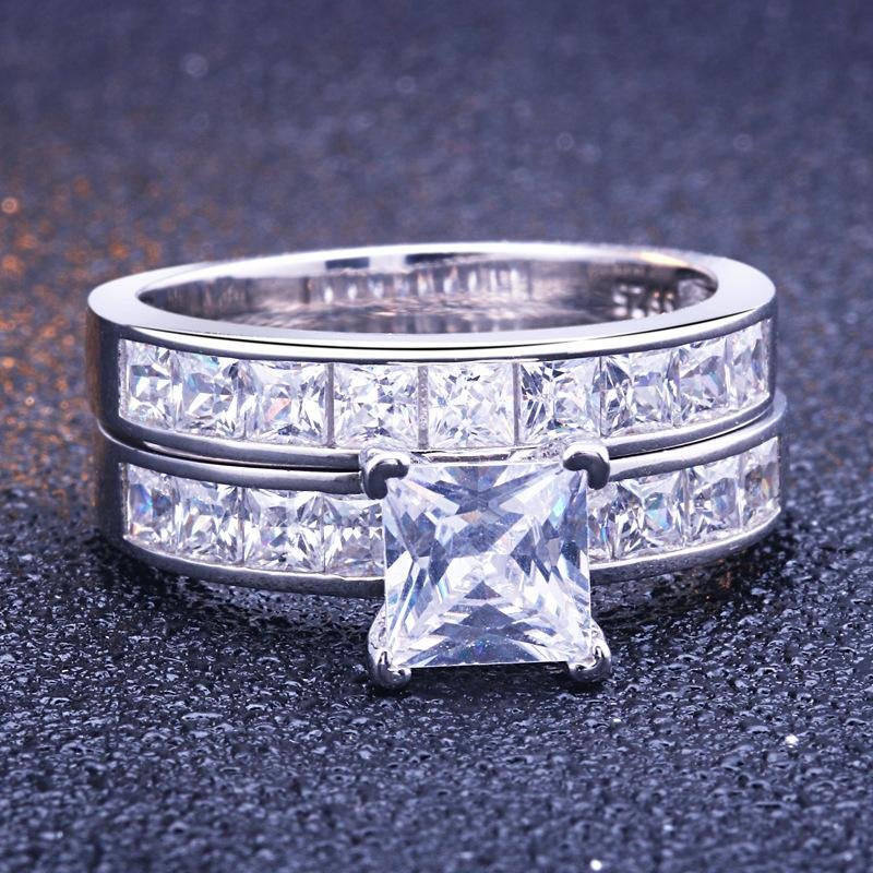 Princess Cut Half Eternity Ring Set - jolics