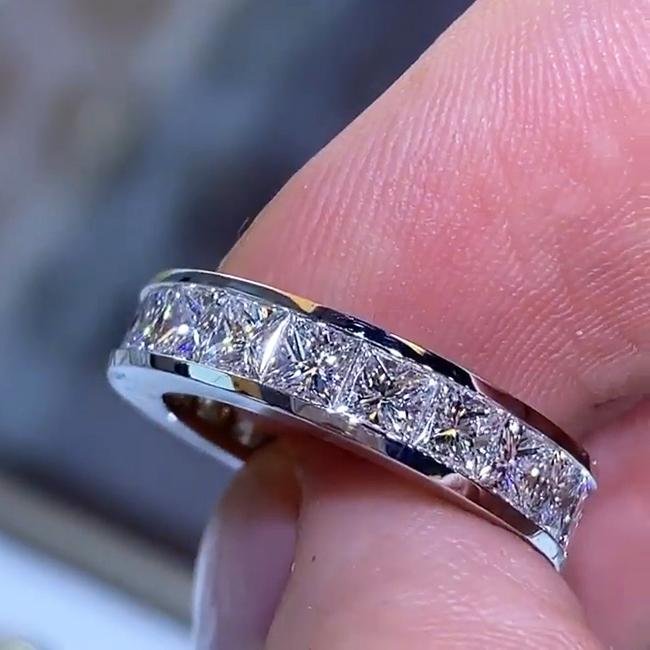 Real outlet 925 Halo Princess Cut Wedding Ring