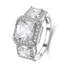 Princess Cut Halo Three Stone Engagement Ring - jolics