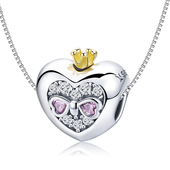 Princess Heart 925 Sterling Silver Bead Charm - jolics