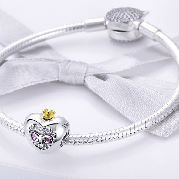 Princess Heart 925 Sterling Silver Bead Charm - jolics
